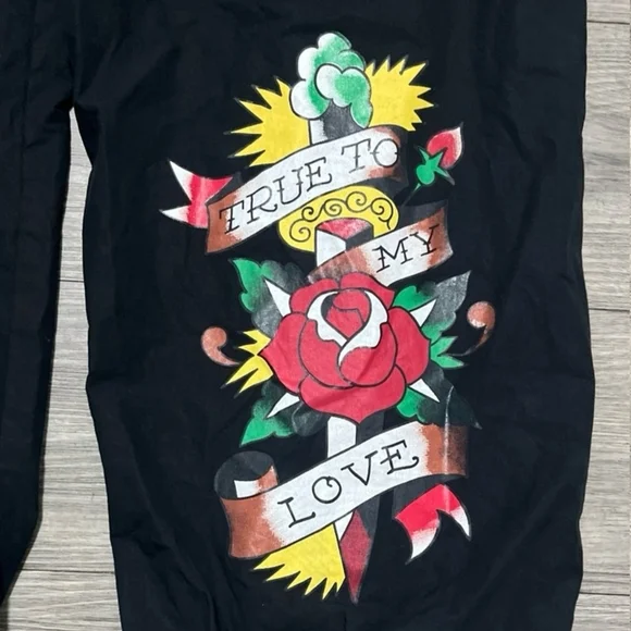 Ed Hardy Black Cargo Pants with Red and Green Accents - Picture 2 of 9